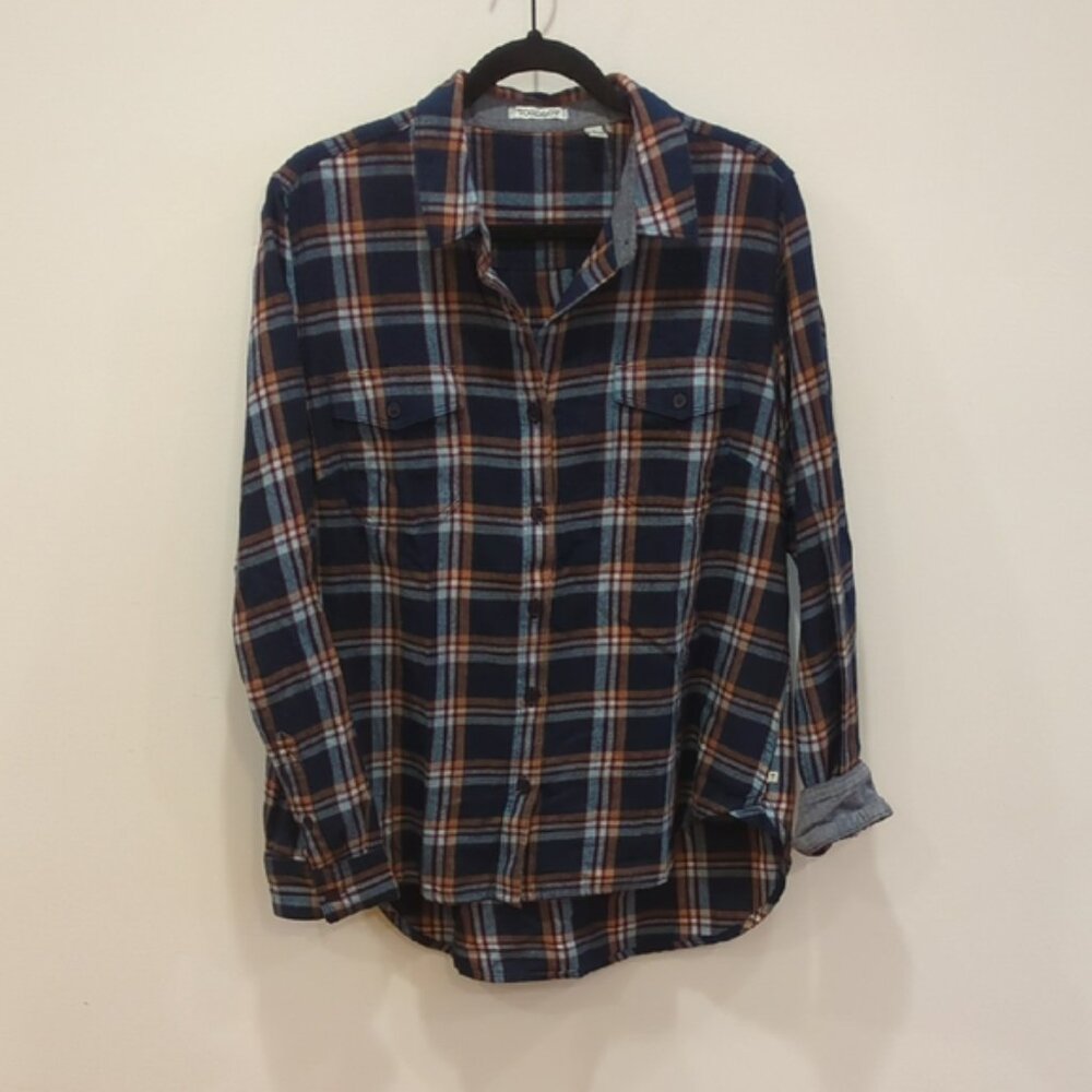 Toad&Co Navy Organic Cotton Flannel Button Down Outdoor Eclectic Grandpa Large